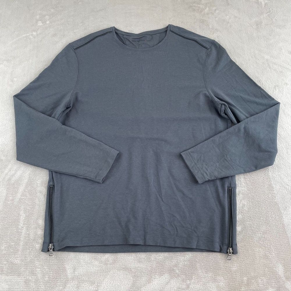 John Varvatos USA Side Zips Sweater Men XL Grey‎ Crew Long Sleeve Designer NWOT